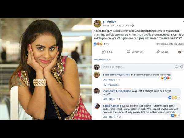 ಸಚಿನ್ ಬಗ್ಗೆ ಶ್ರೀರೆಡ್ಡಿ ಹೇಳಿರುವುದೇನು?